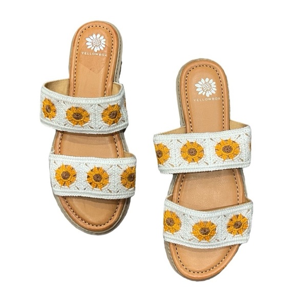 Yellowbox Sandals Women's 8.5 Liselle Sunflower Crochet Boho Dopamine - Picture 1 of 5